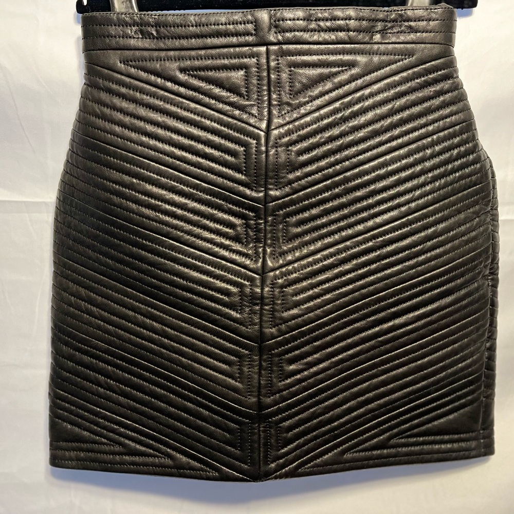 BALMAIN Quilted Leather Mini Skirt